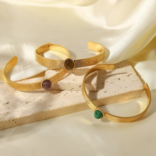 French style vintage style hand decoration  stainless steel inlaid bracelet